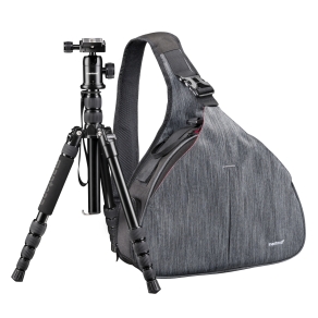 Mantona camera bag triangle grey + DSLM tripod