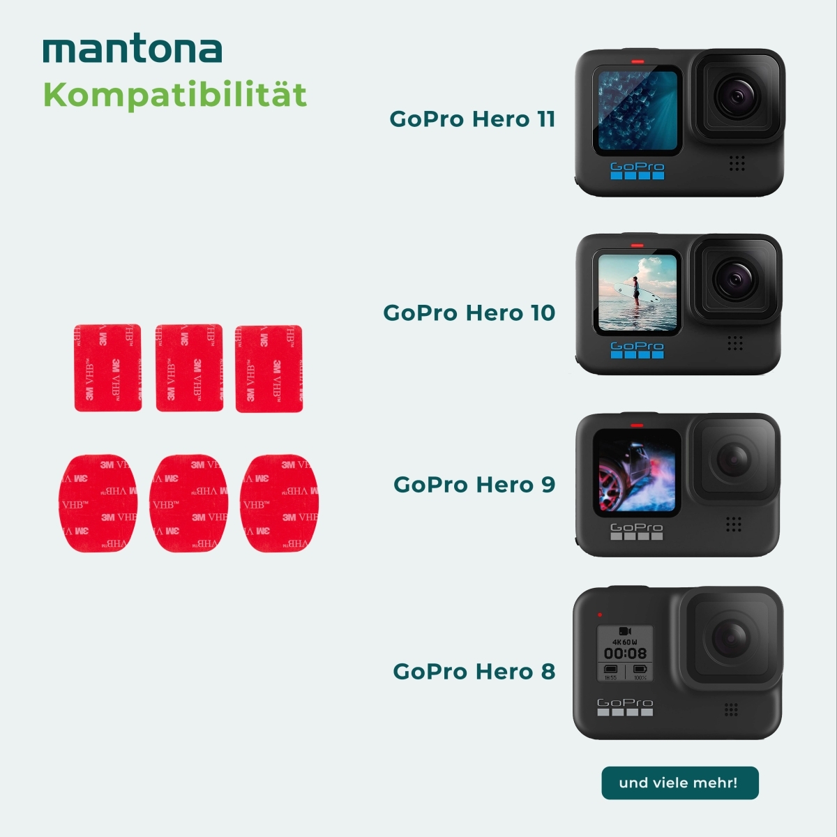 Mantona 3M pad adhésif 6 pièces pour GoPro - walimex / walimex pro Fr