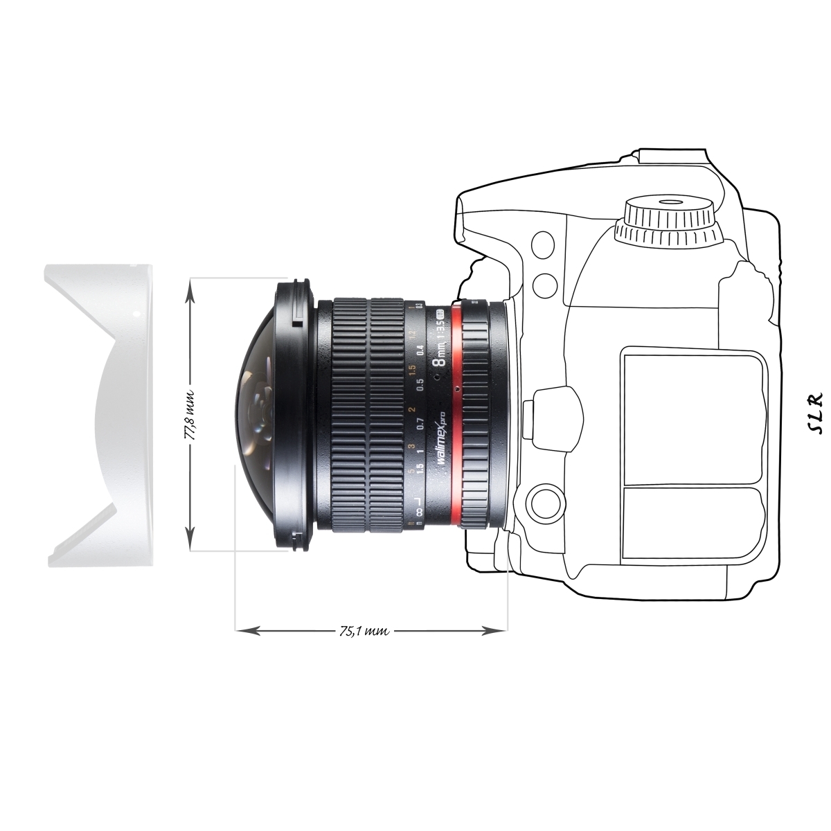 Walimex Pro 10mm 1:3,1 VCSC-Weitwinkelobjektiv für Pentax K Objektivbajonett schwarz manueller Fokus, für APS-C Sensor gerechnet, IF, stufenlose Blendeneinstellung, Zahnkranz, mit Gegenlichtblende 