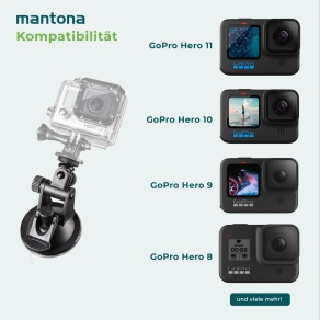 Mantona zuignaphouder L 1/4 inch+GoPro bevestiging