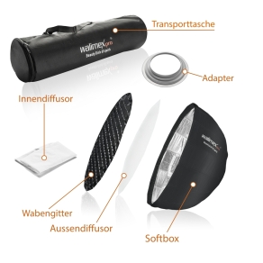 Walimex pro Studio Line Beauty Dish Softbox QA65 met Softbox Adapter Hensel EH/Richter