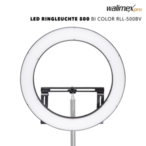Walimex pro Lampe annulaire LED 500 Bi Color Set, y compris pied de lampe et 2 accus