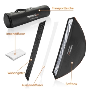 Walimex pro Studio Line Striplight Softbox QA 40x120cm mit Softboxadapter Multiblitz P