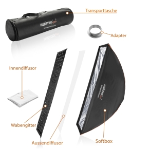 Walimex pro Studio Line Striplight Softbox QA 40x120cm mit Softboxadapter Multiblitz V
