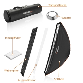 Walimex pro Studio Line Striplight Softbox QA 30x140cm avec Softboxadapter Balcar