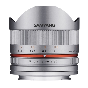 Samyang MF 8mm F2.8 Fisheye II APS-C Fuji X argento