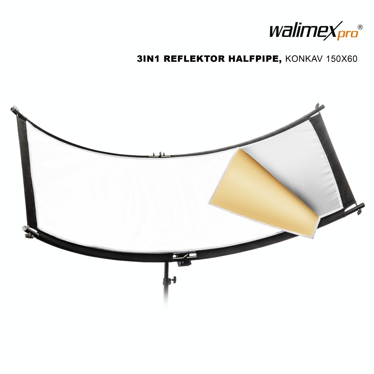 Walimex pro 3in1 Réflecteur halfpipe, concave 150x60 mm