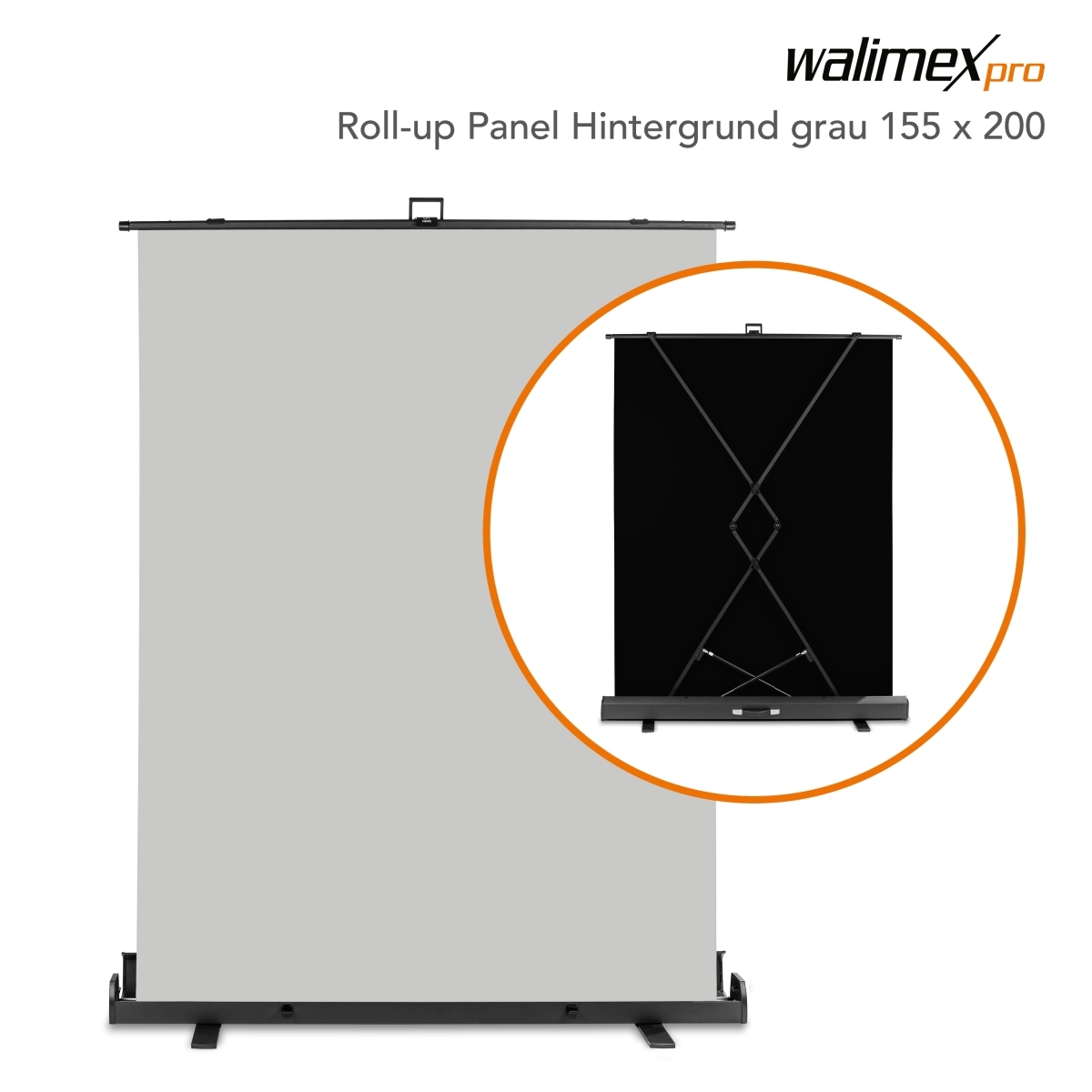 Walimex pro Roll-up Background Gray 155x200