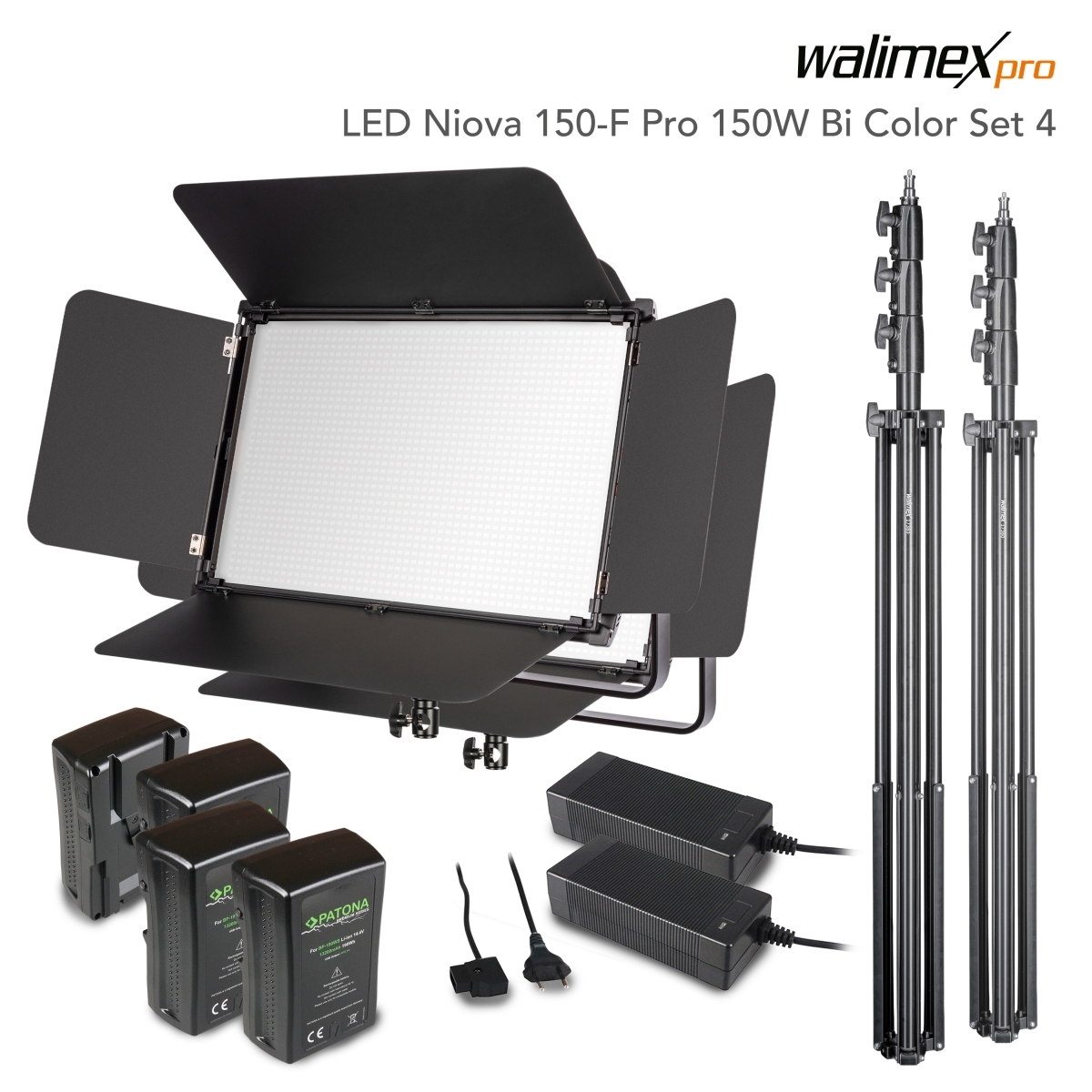 Walimex pro LED Niova 150-F Pro 150W Bi Color Set4