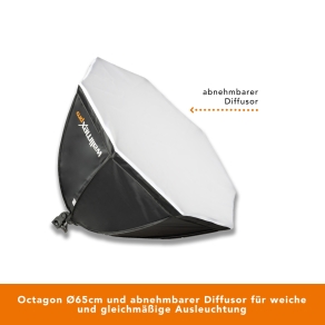 Walimex pro LED 60W Octagon Ø65cm Bi Color Kit 1