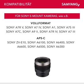 Samyang V-AF 45 mm T1,9 FE per Sony E