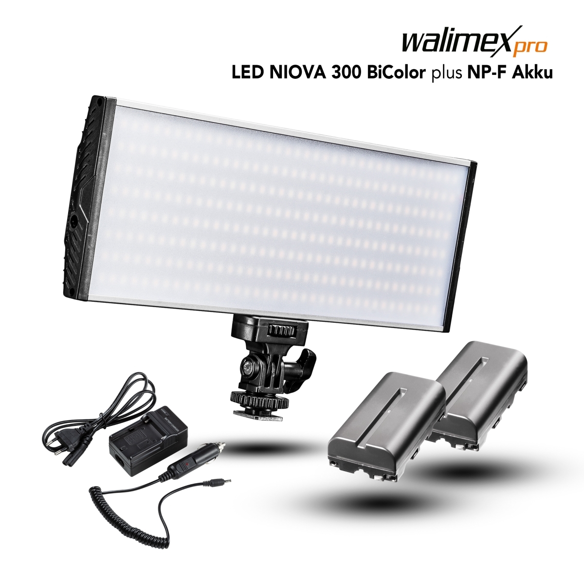 Walimex pro LED Niova 300 BiColor 30W più 2x batteria NP-F