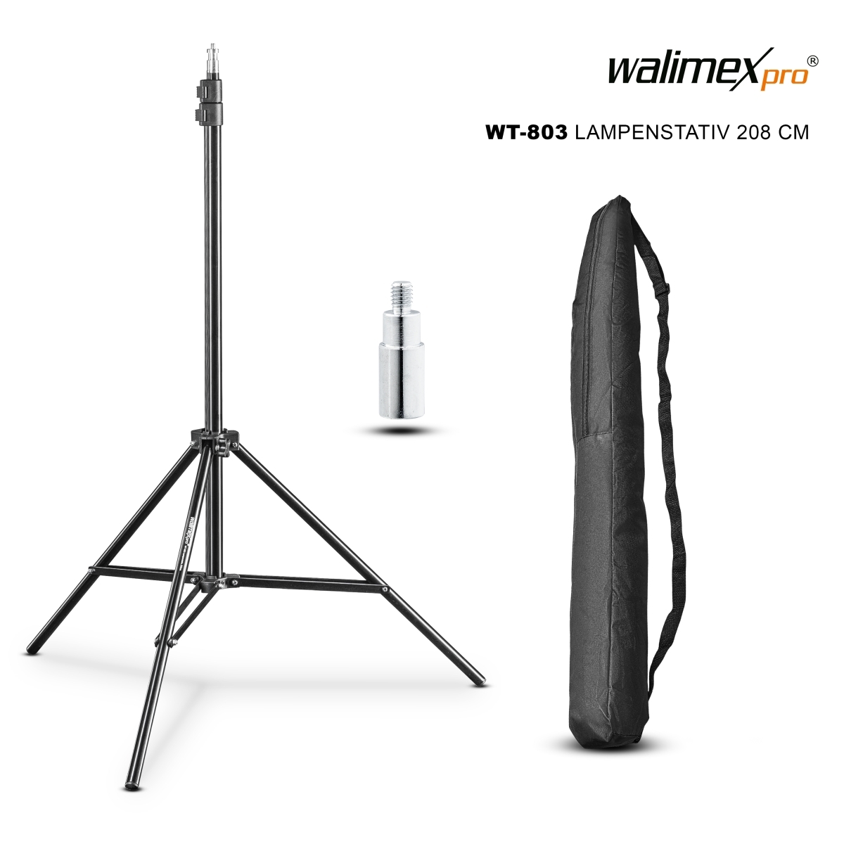 Walimex pro WT-803 Trépied pour lampe 208 cm avec sac et adaptateur 