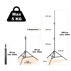 Walimex pro FT-8051 Lamp Stand, 260cm