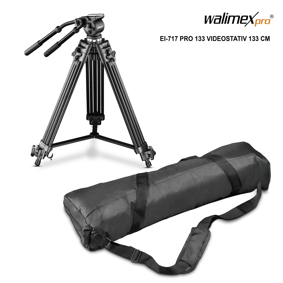 Walimex pro EI-717 Pro 133 Videostativ 133 cm mit...