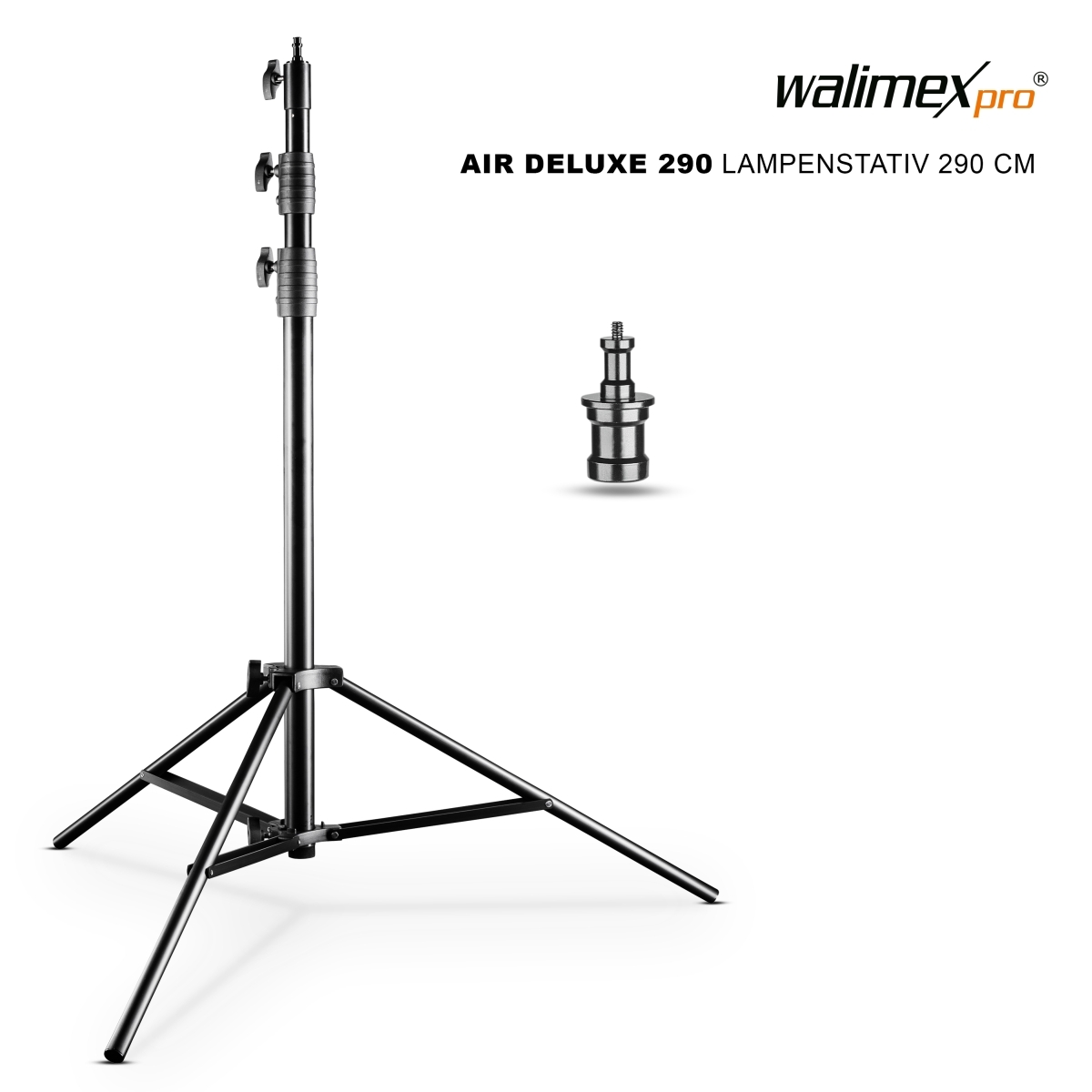 & Walimex Pro WT-806 Lampenstativ 120-220 cm Walimex Galgen mit Beschwerungstasche mit Federdämpfung, max. 256cm, 6 kg Traglast, Lichtstativ Leuchtenstativ aus Aluminium 