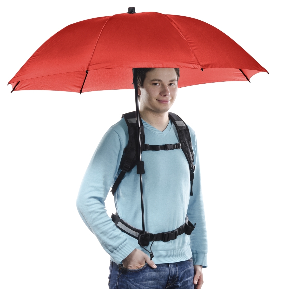 Swing handsfree Regenschirm rot mit Tragegestelll - walimex / walimex
