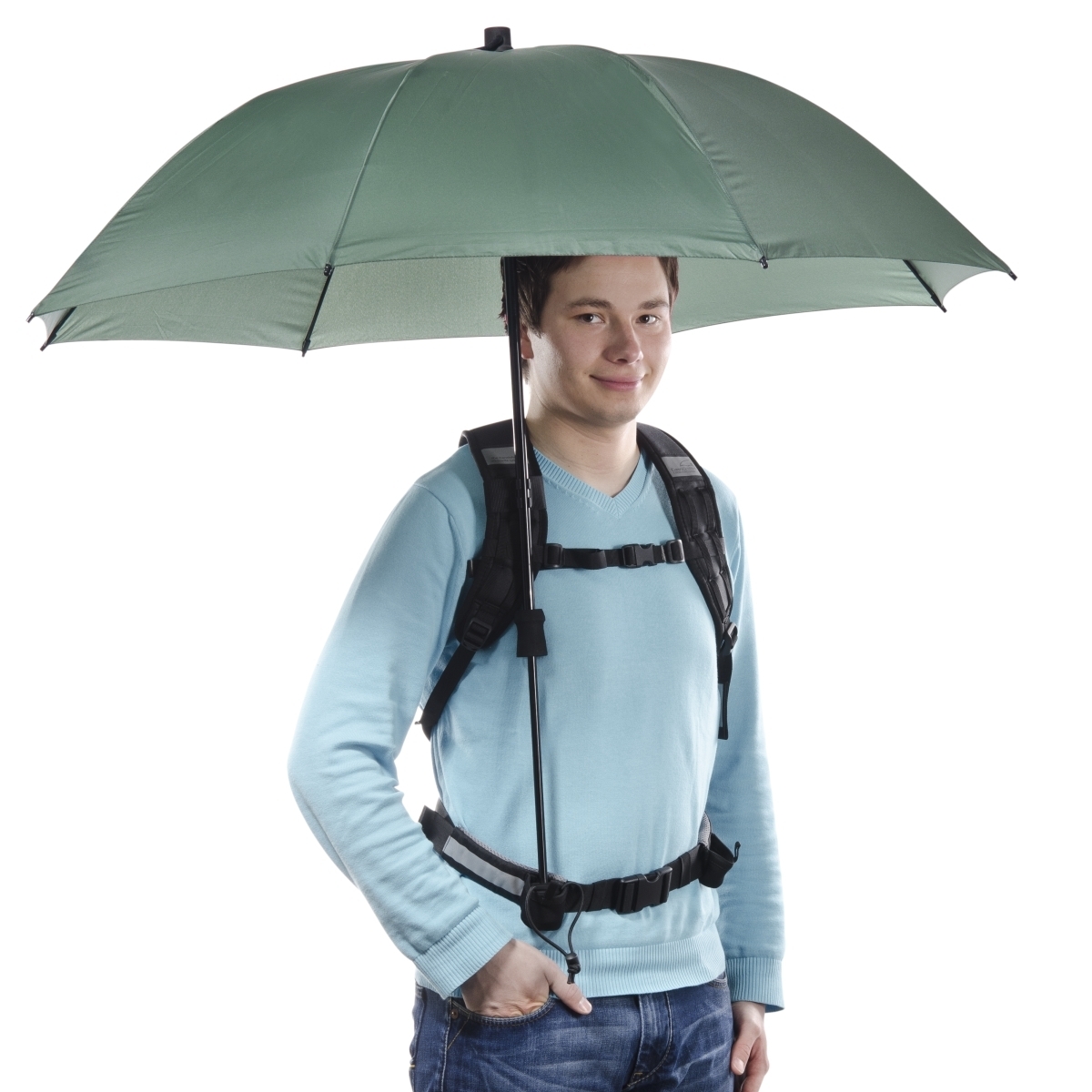 Swing handsfree Regenschirm oliv mit Tragegestell - walimex / walimex