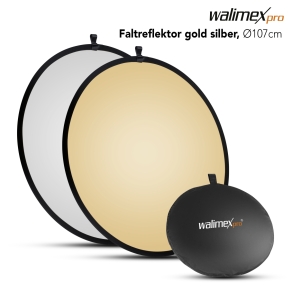 Walimex Foldable Reflector golden/silver, Ø107cm